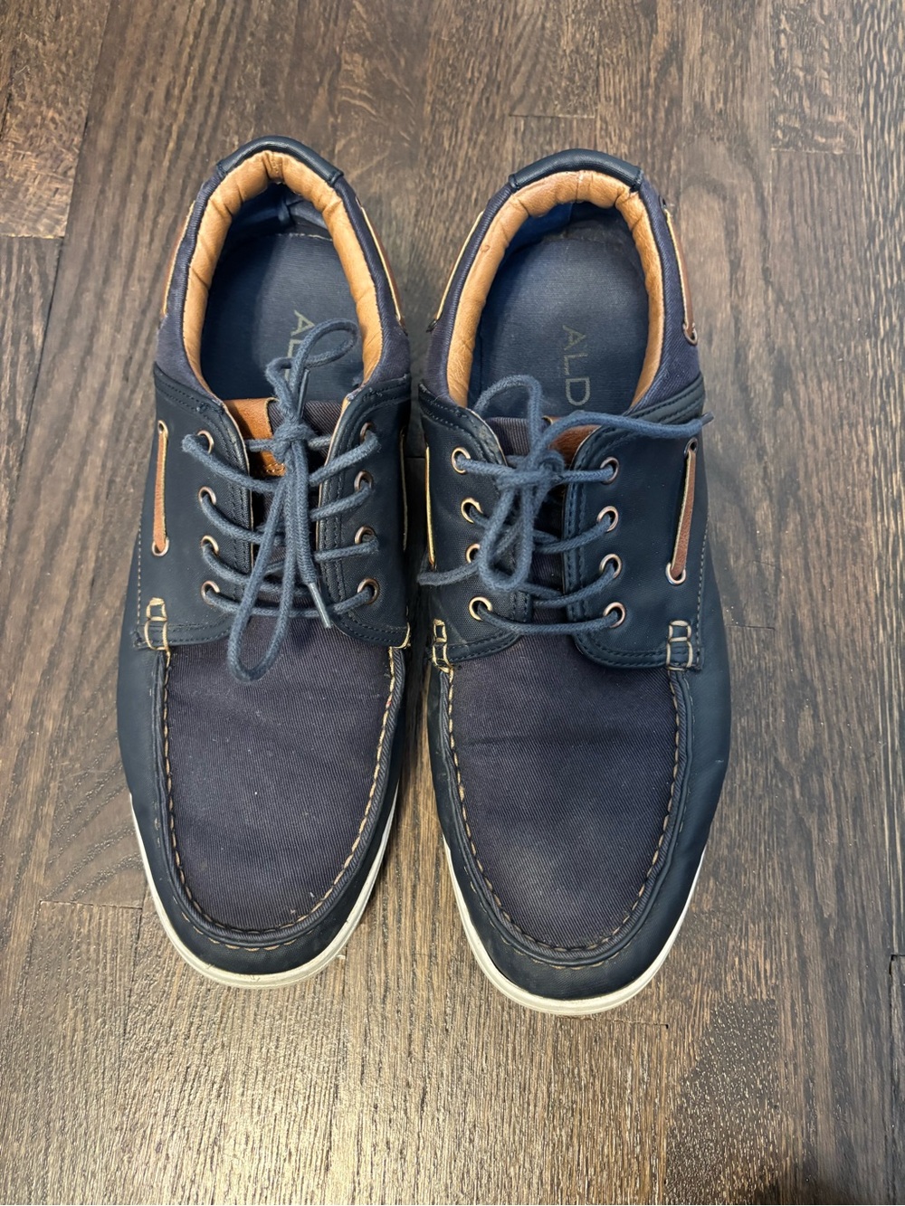 Aldo Navy and Tan Boat Shoes
